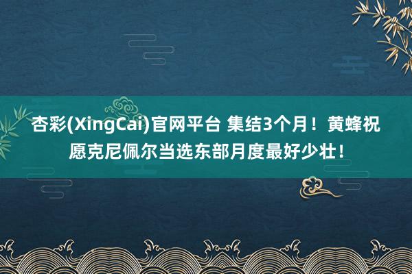杏彩(XingCai)官网平台 集结3个月！黄蜂祝愿克尼佩尔当选东部月度最好少壮！