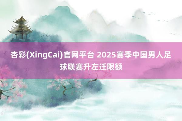杏彩(XingCai)官网平台 2025赛季中国男人足球联赛升左迁限额