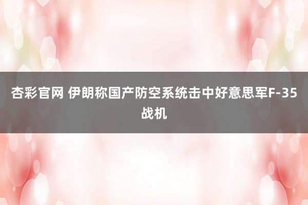 杏彩官网 伊朗称国产防空系统击中好意思军F-35战机