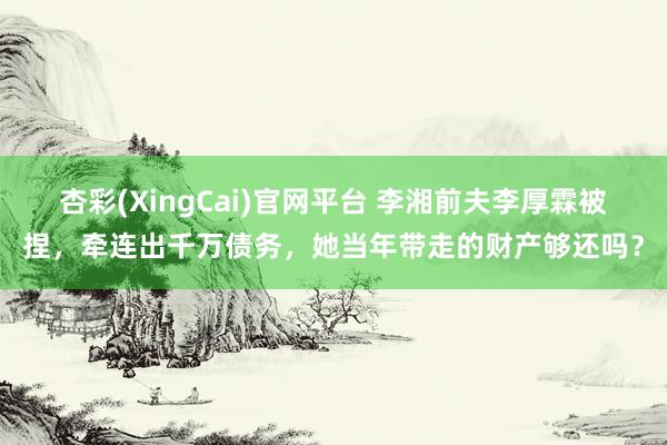 杏彩(XingCai)官网平台 李湘前夫李厚霖被捏，牵连出千万债务，她当年带走的财产够还吗？