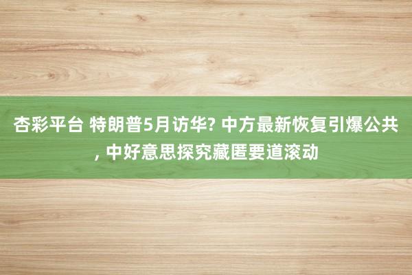 杏彩平台 特朗普5月访华? 中方最新恢复引爆公共， 中好意思探究藏匿要道滚动