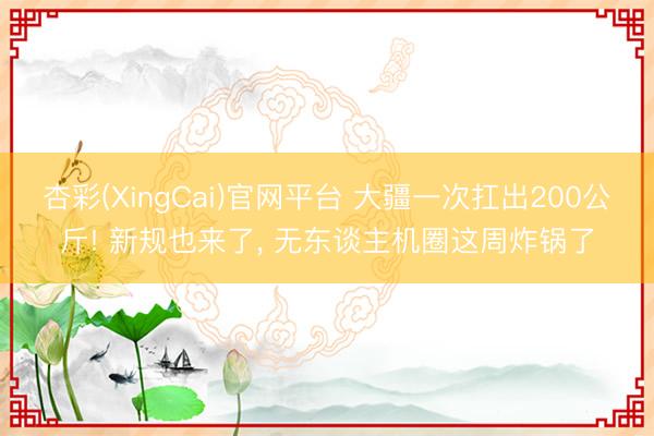 杏彩(XingCai)官网平台 大疆一次扛出200公斤! 新规也来了， 无东谈主机圈这周炸锅了