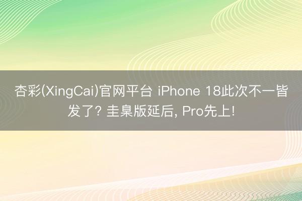 杏彩(XingCai)官网平台 iPhone 18此次不一皆发了? 圭臬版延后， Pro先上!