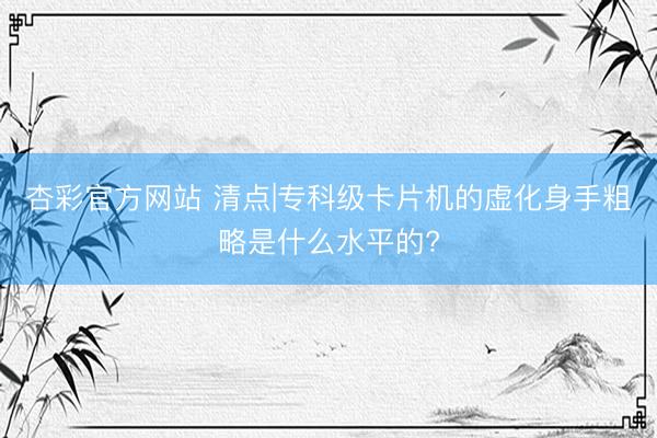 杏彩官方网站 清点|专科级卡片机的虚化身手粗略是什么水平的?