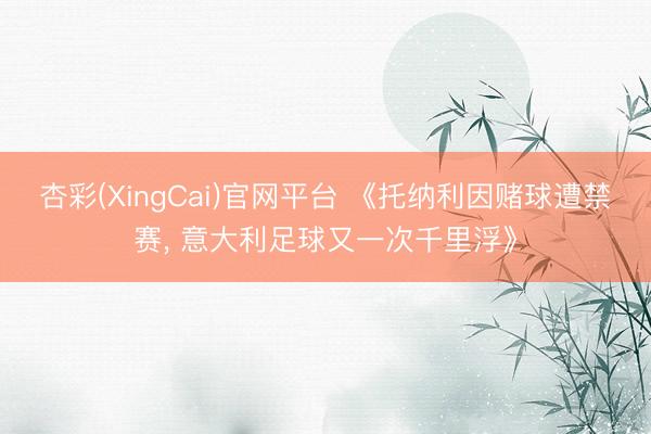 杏彩(XingCai)官网平台 《托纳利因赌球遭禁赛， 意大利足球又一次千里浮》